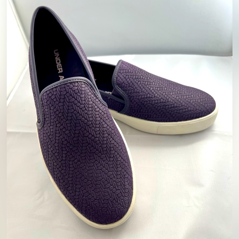 Under Armour Women’s DJ Suede. Pre-loved w/box. Size 6.  Purple/Imperial mauve
